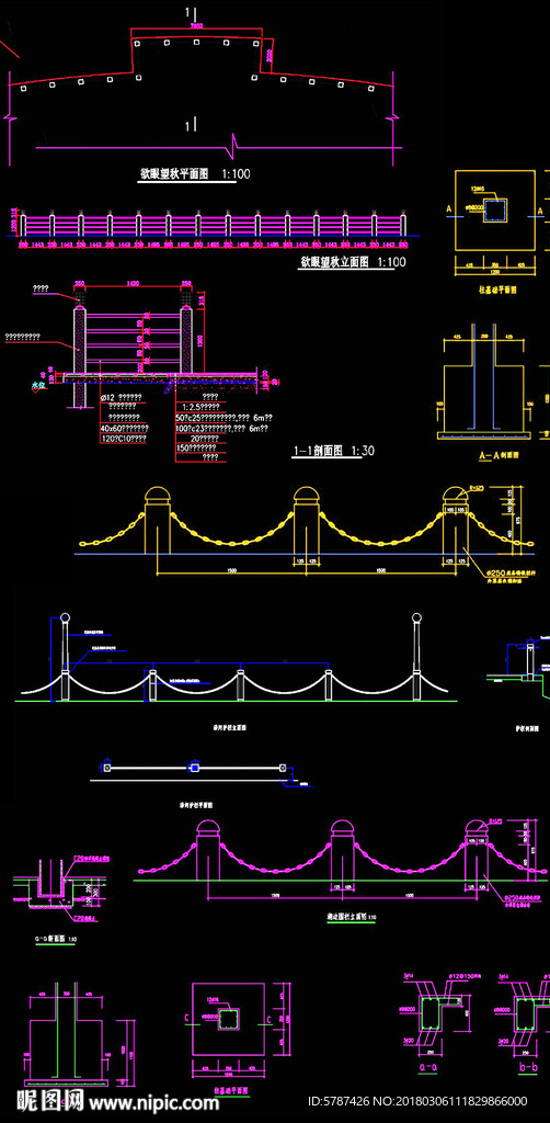 桥梁护栏CAD图纸