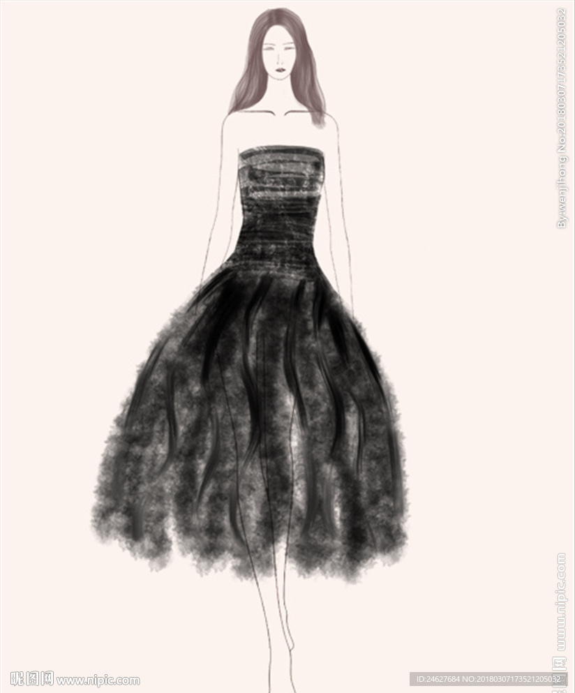 服装画时尚插画设计图礼服裙图片