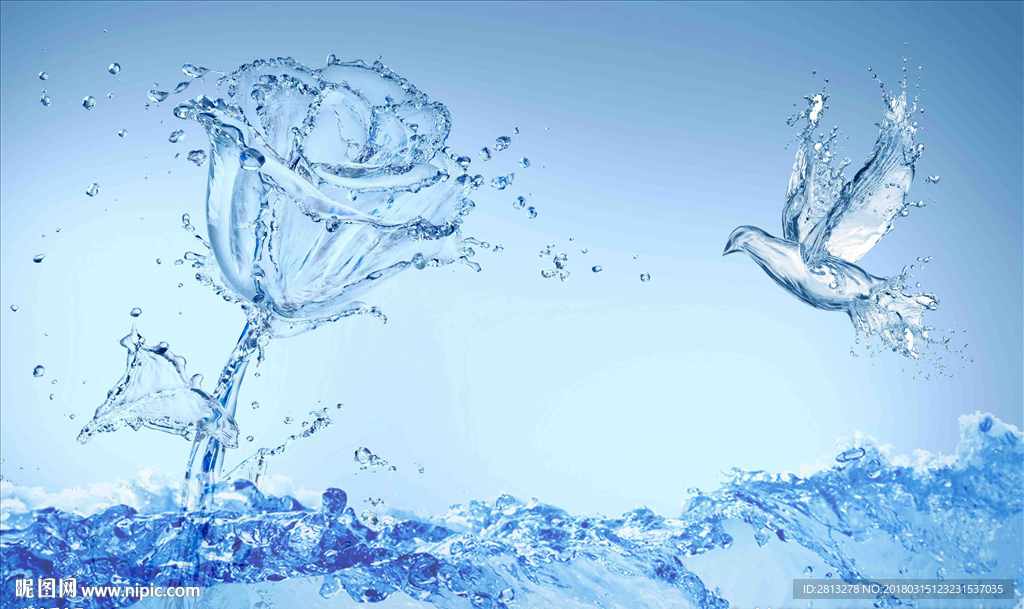 水玫瑰清新電視背景墻