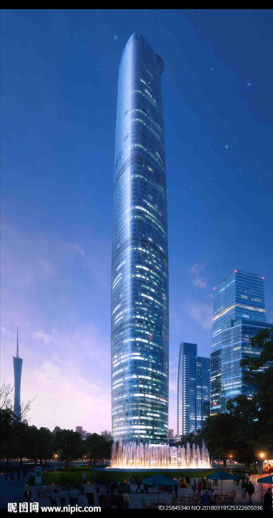 高层公建夜景效果图
