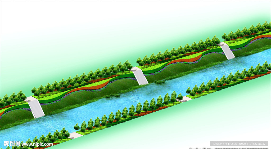 河道绿化效果图