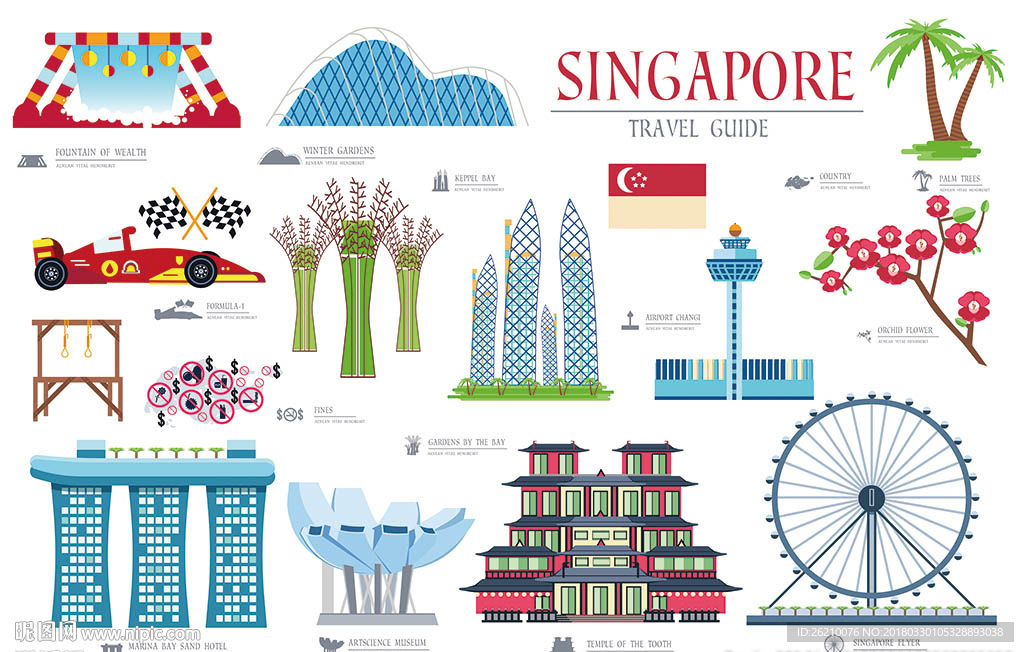 新加坡标志性矢量设计素材