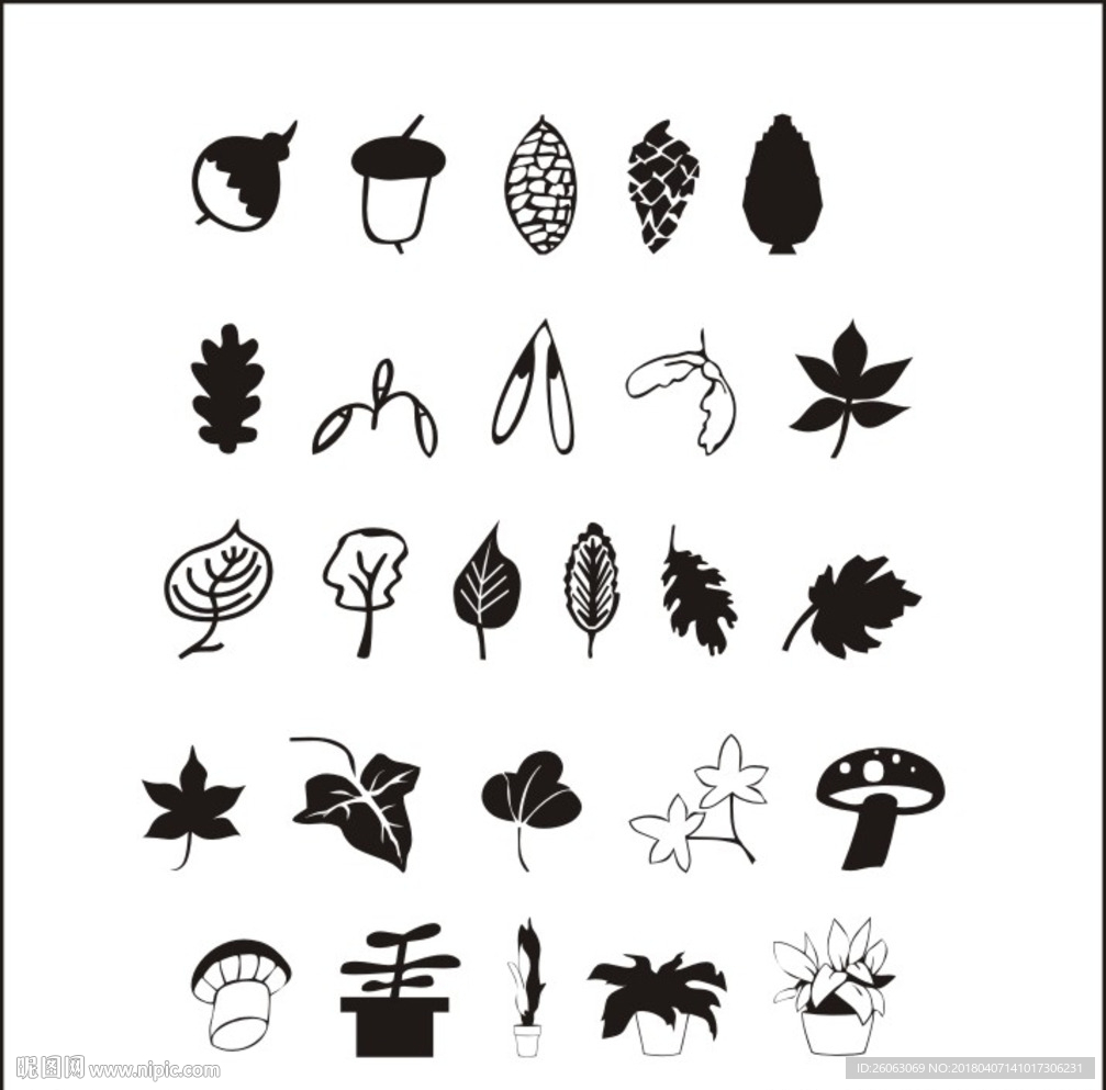 樹葉簡(jiǎn)筆畫 矢量樹