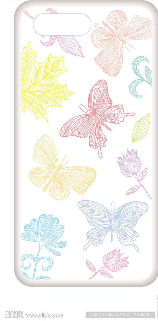 彩色蝴蝶图案手机彩绘保护壳