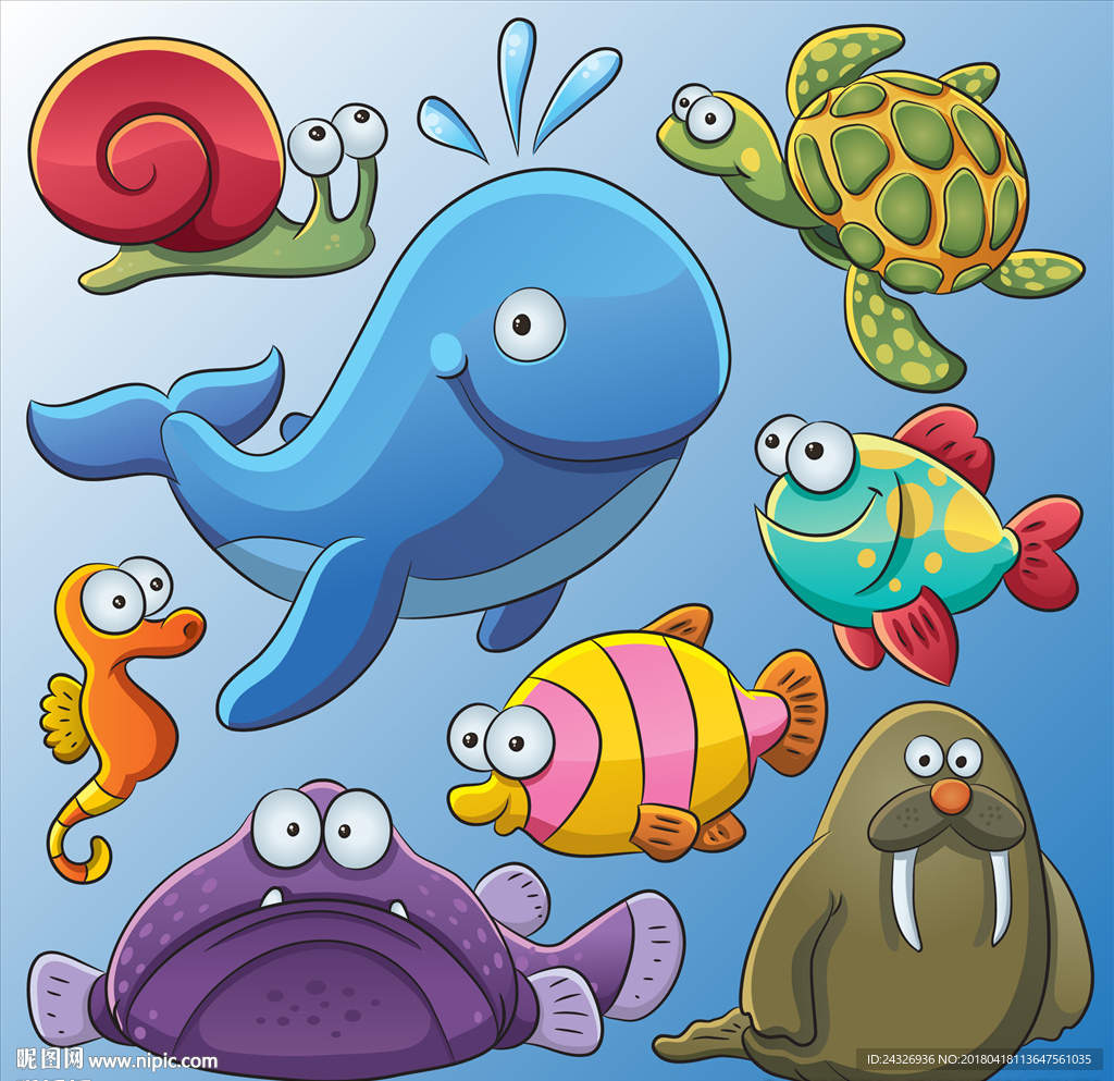 卡通海洋生物