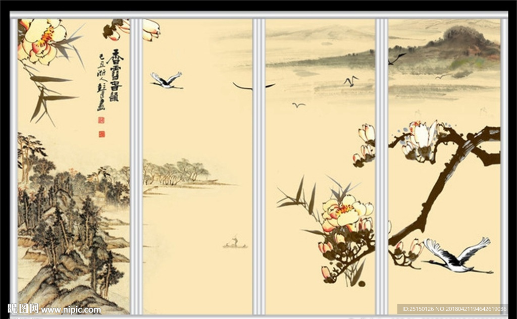 山水畫移門