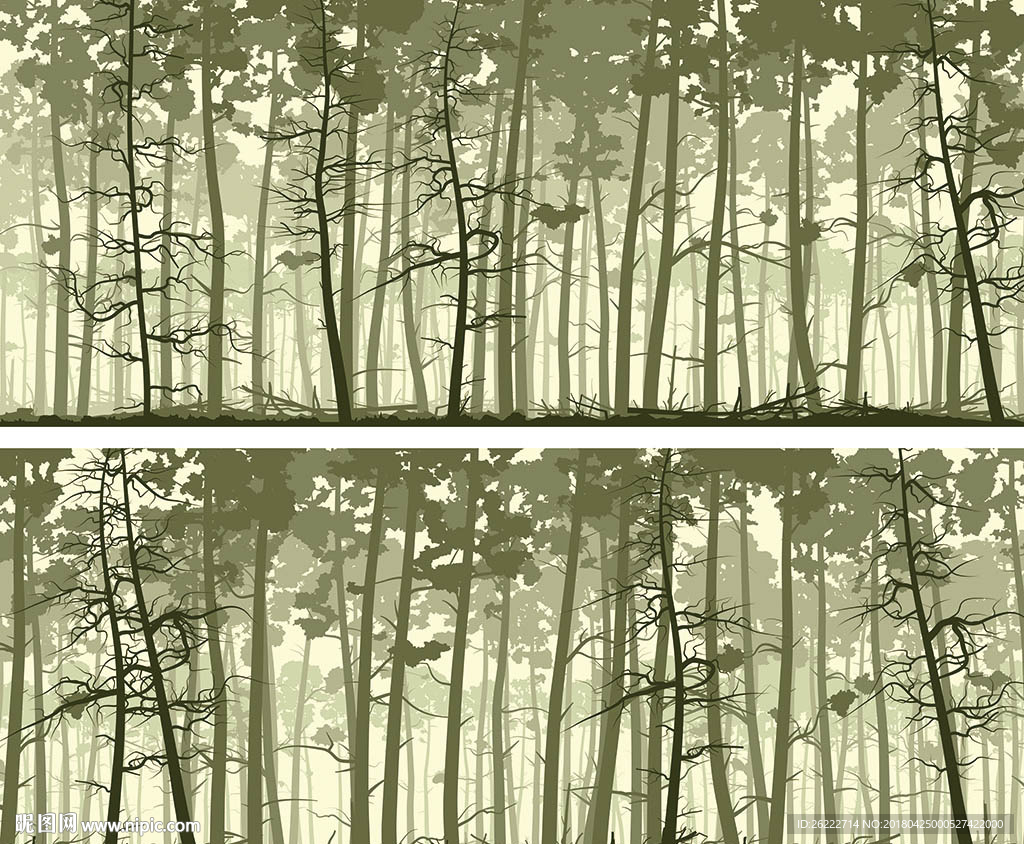 树林森林矢量插画背景墙