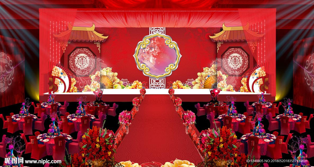 中式婚禮背景圖片