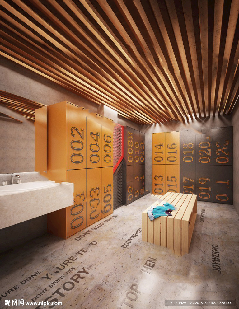 健身房洗浴会所更衣室3d模型