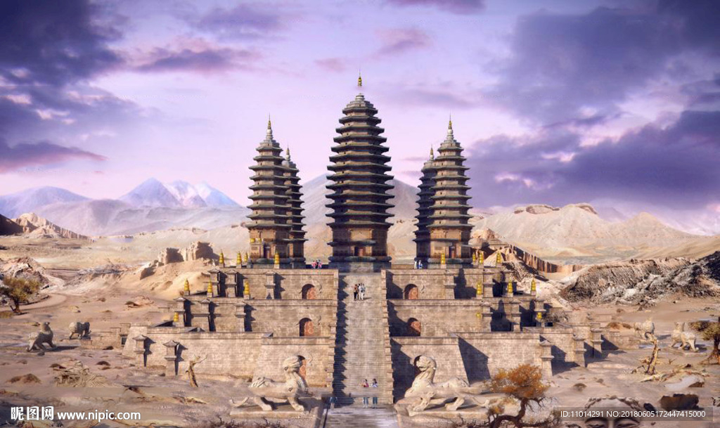 中式寺廟古塔3D模型