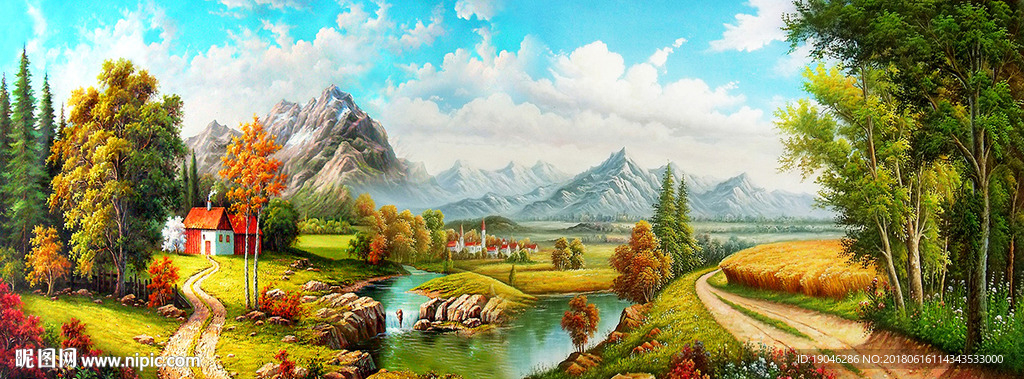 美式乡村风景油画