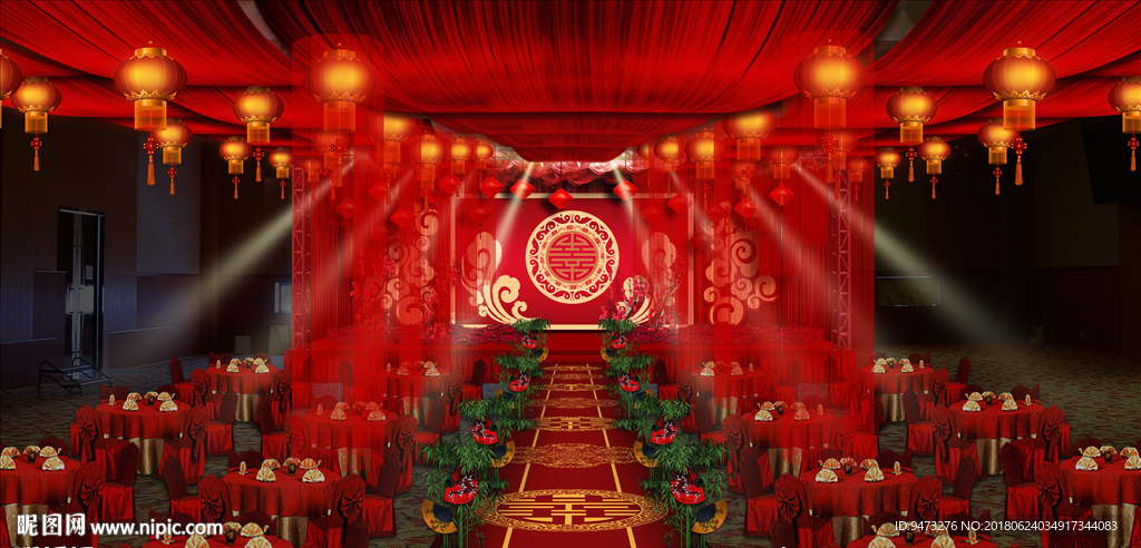 中式红色婚礼仪式区