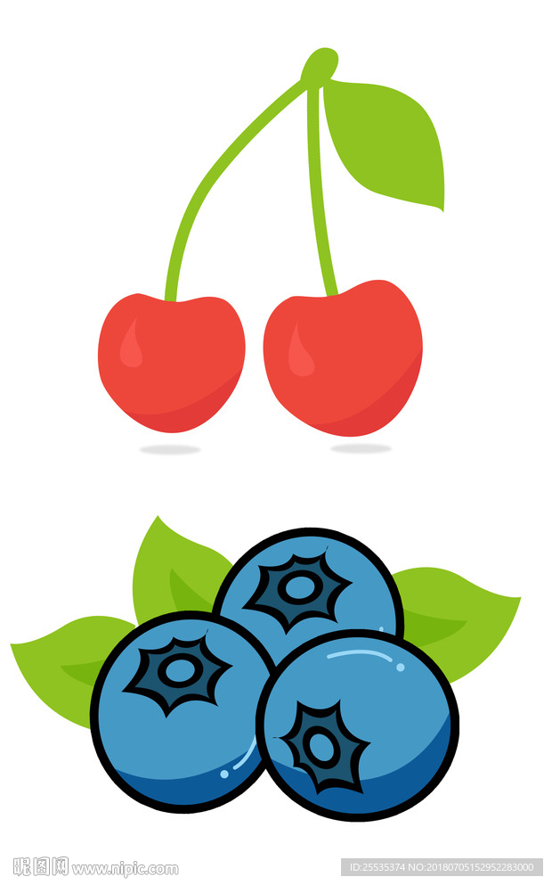 蓝莓、樱桃素材