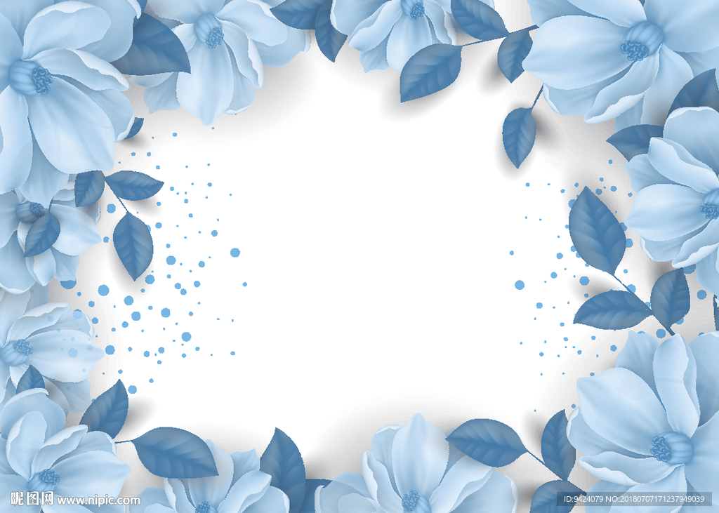浪漫唯美梦幻蓝色花卉花纹背景墙