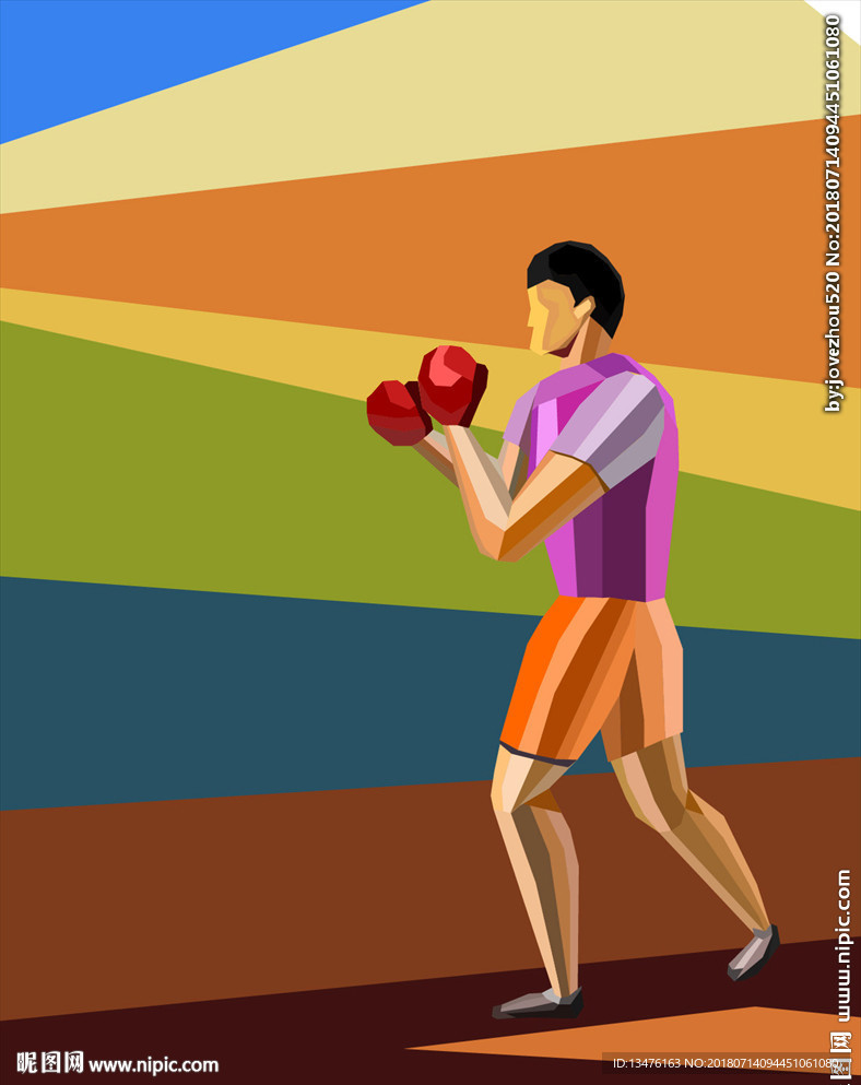 扁平化运动系列拳击卡通
