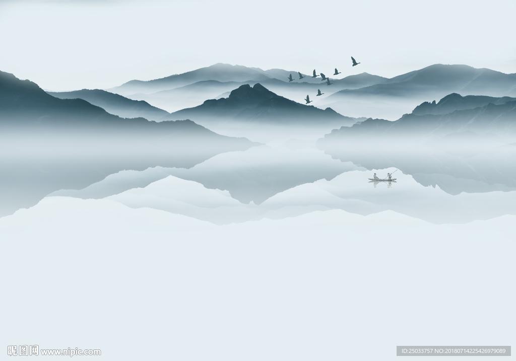 新中式水墨国画山水背景底纹素材