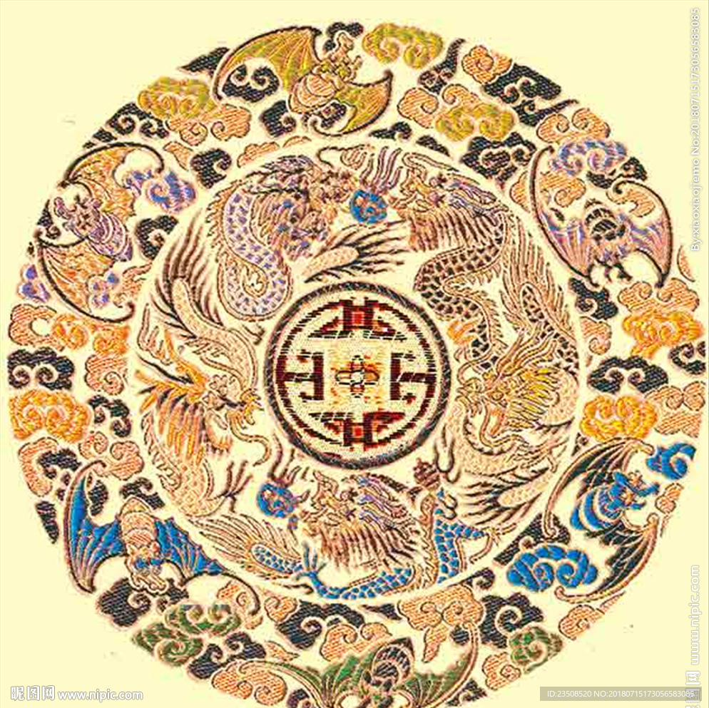 刺繡龍鳳精細(xì)圖案