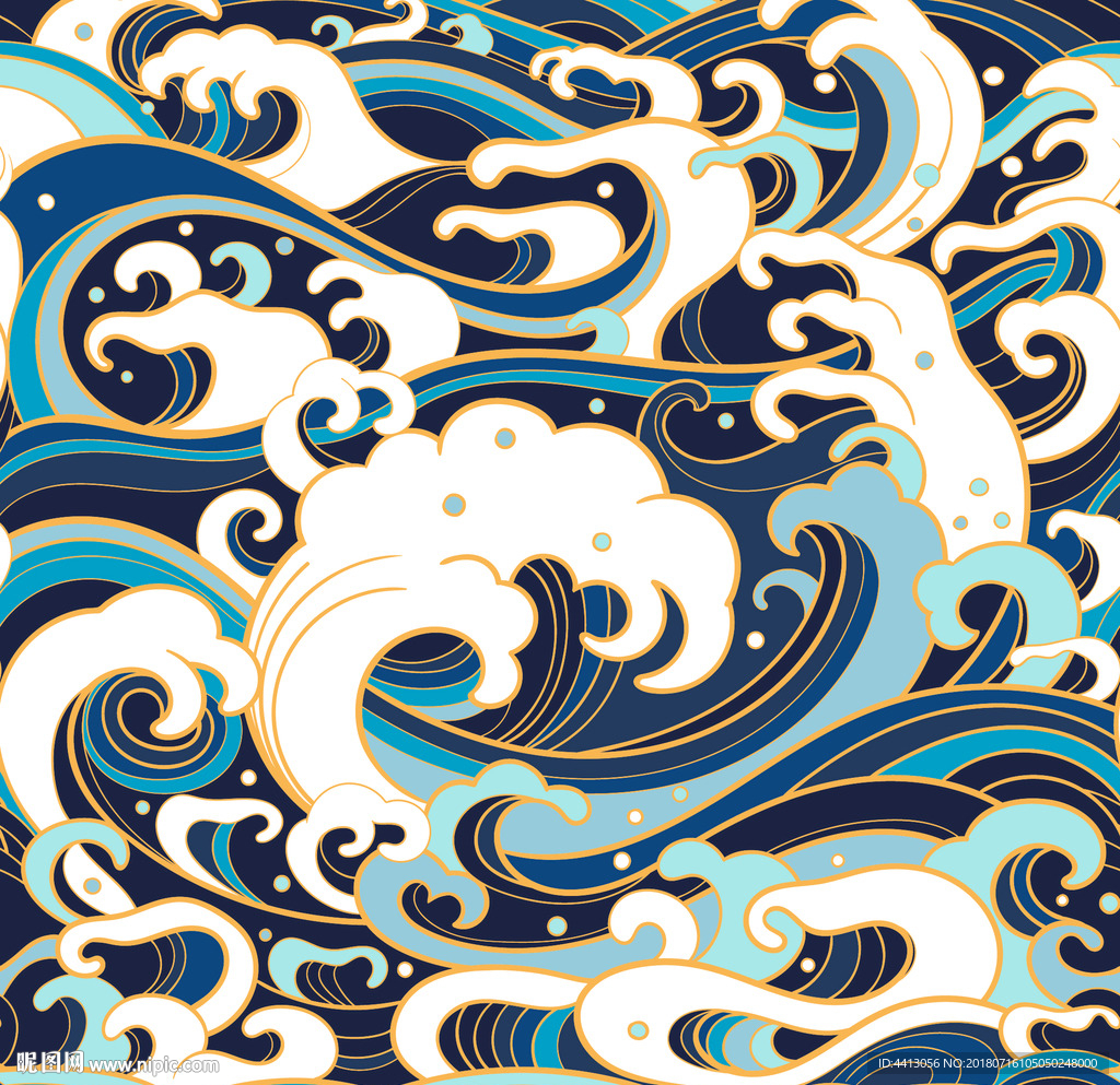 蓝色海洋波浪花纹背景图片素材免费下载 - 觅知网