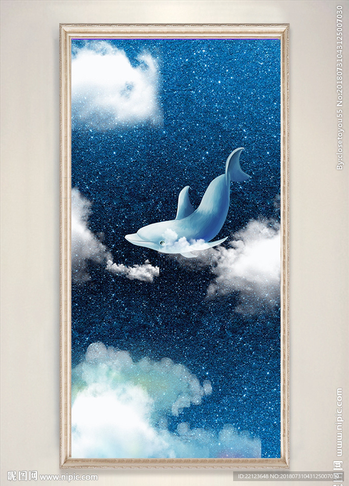 现代湛蓝鲸鱼装饰画