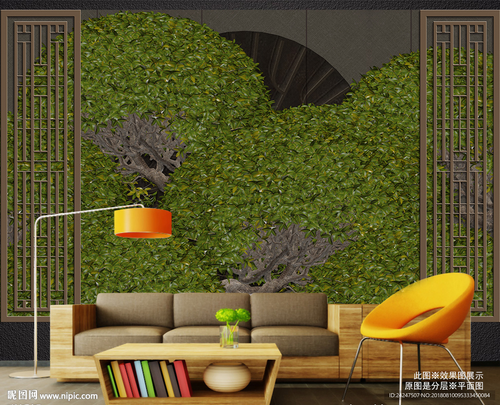 3D窗花森林电视背景