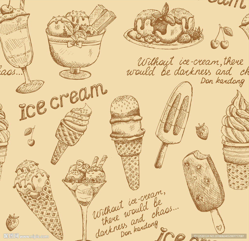 矢量冰激凌冰淇淋甜品店广告海报