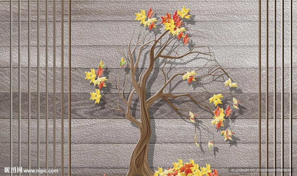 浮雕枫叶枫树背景墙