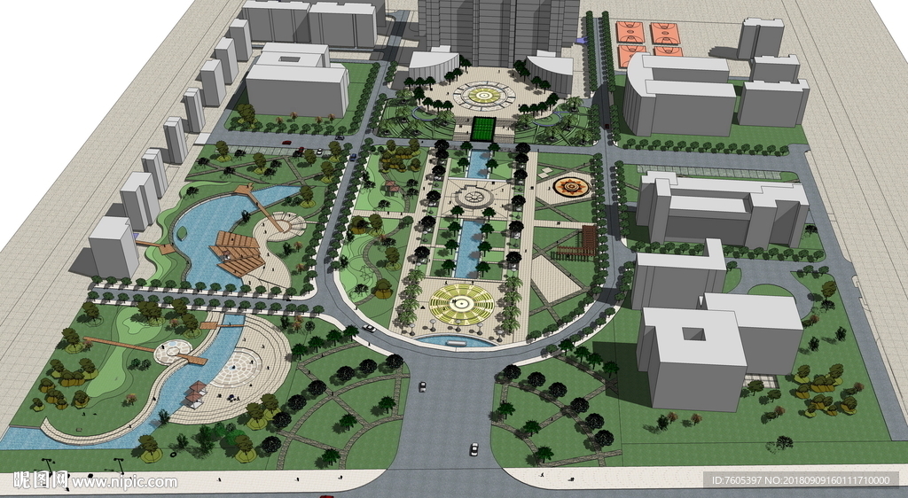 學校校園大學景觀廣場公園模型圖
