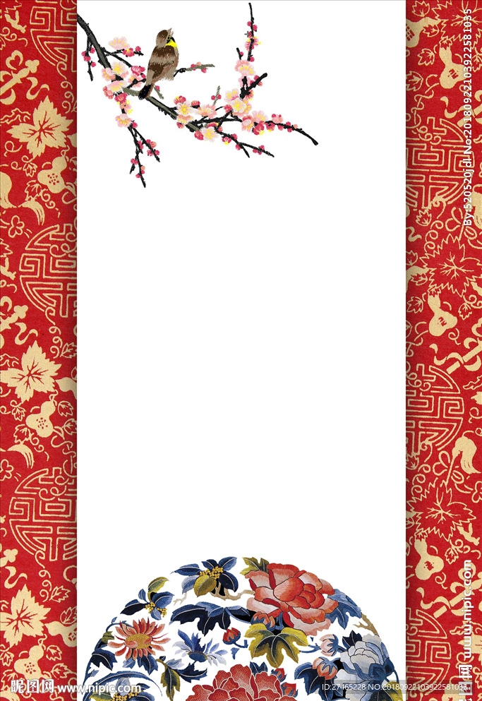 传统花枝刺绣图片