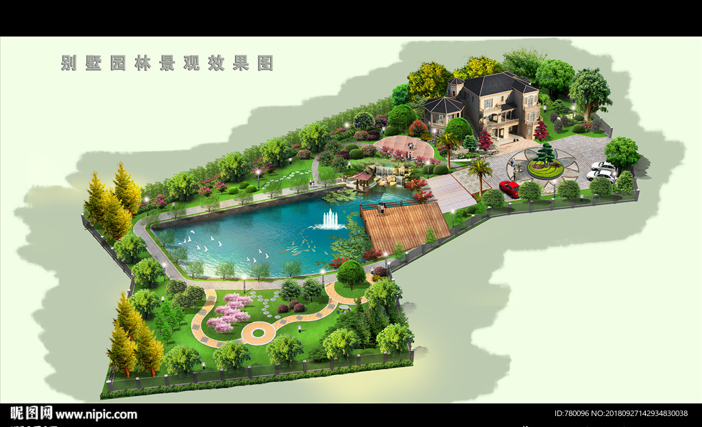 私家別墅景觀鳥(niǎo)瞰圖