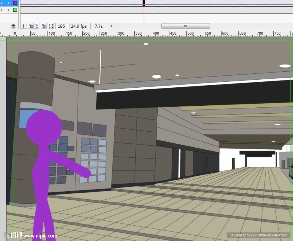 紫色火柴人走过地铁站11秒动画