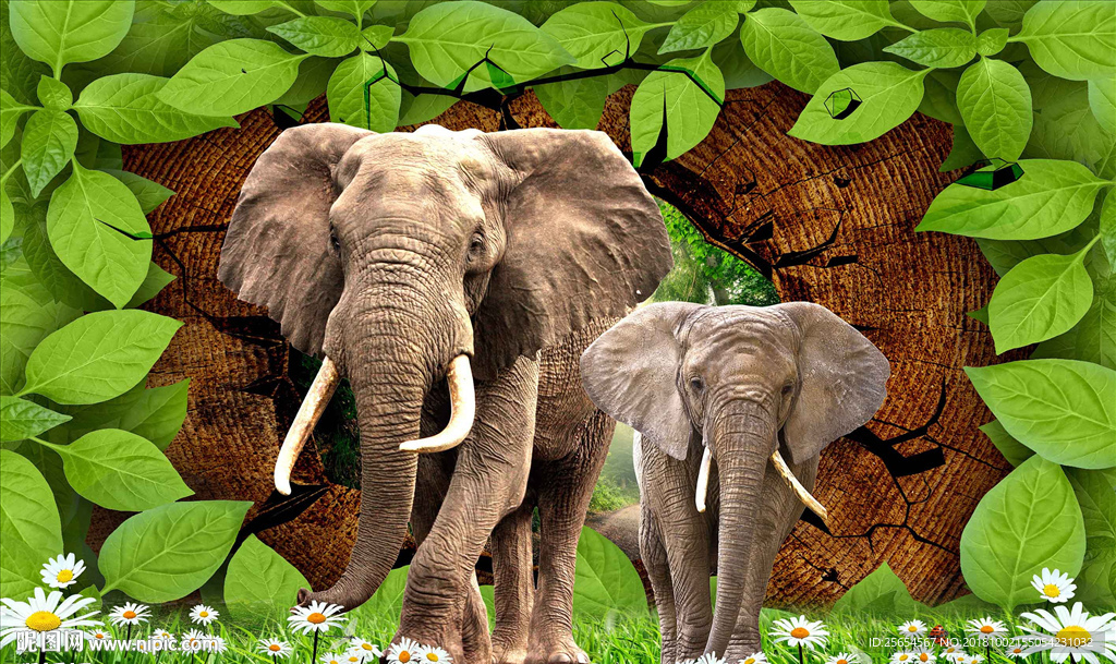 大象3D立体背景墙