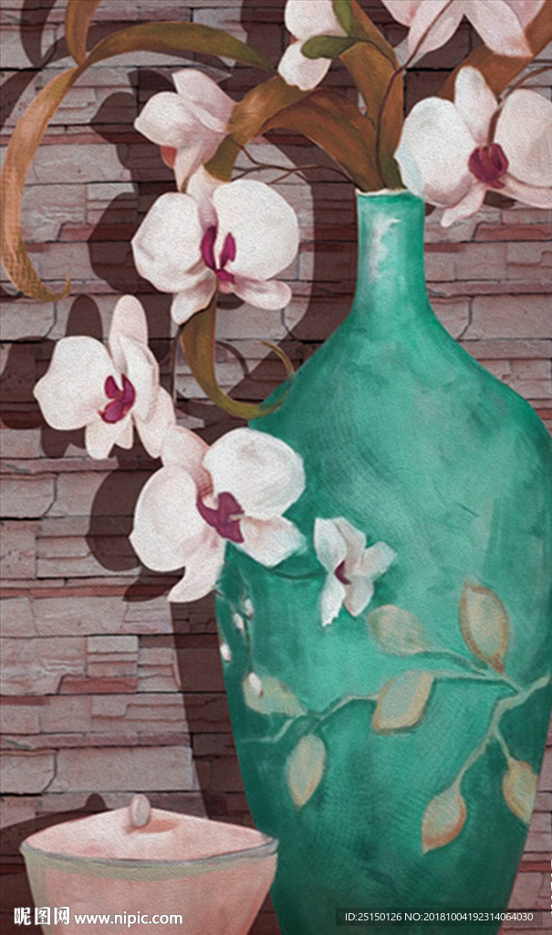 现代简约浮雕花瓶装饰画