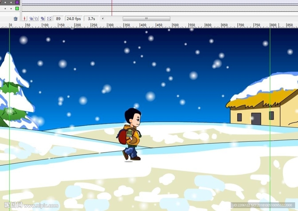 雪地上行走著的男孩子8秒