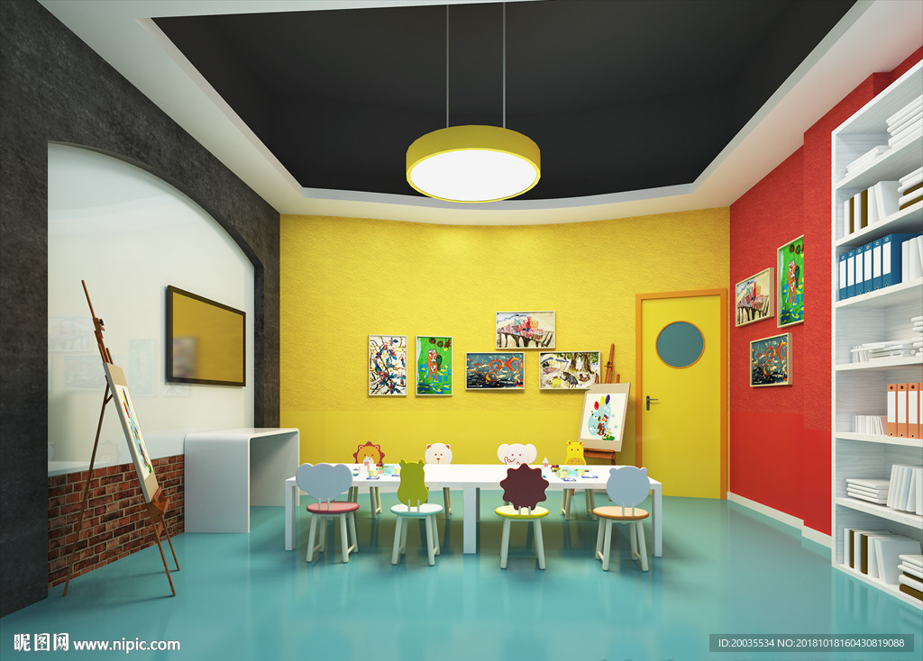幼儿园画室装饰布置 – 设计本装修效果图