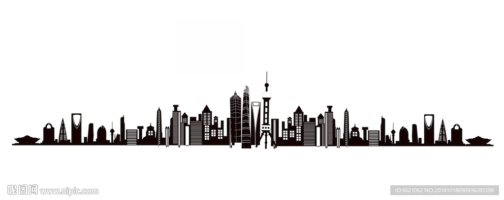 上海地标建筑物剪影
