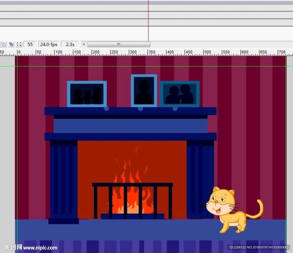 小猫经过温暖的火炉9秒