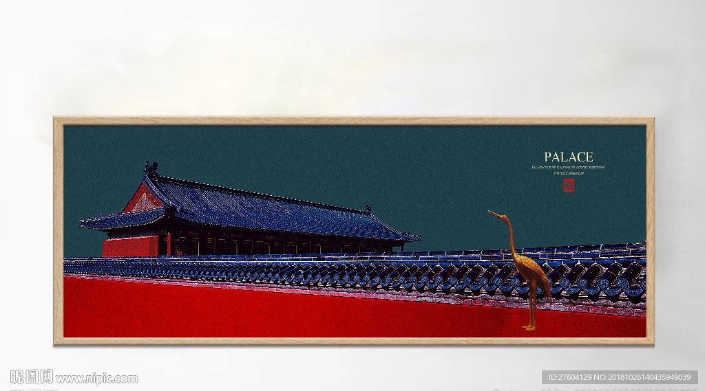 中式古典宫廷飞檐装饰画