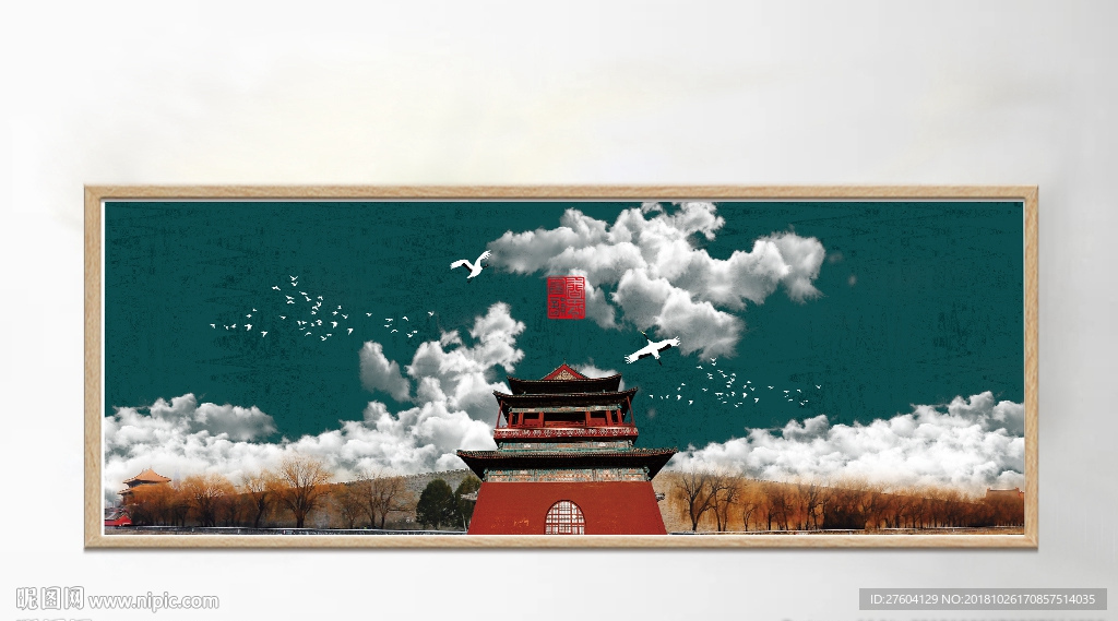 中国风建筑古风创意装饰画
