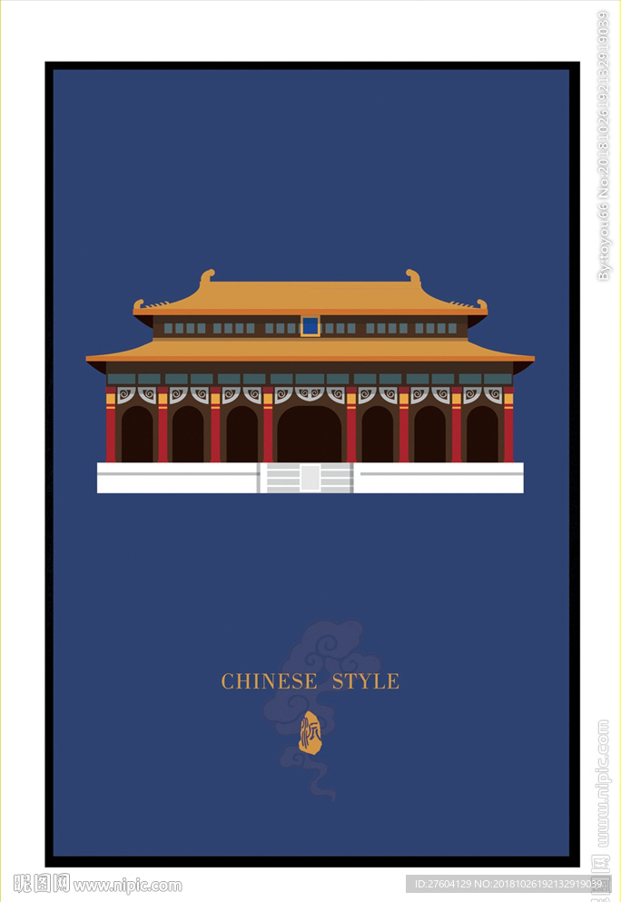 中式风格宫殿建筑装饰画