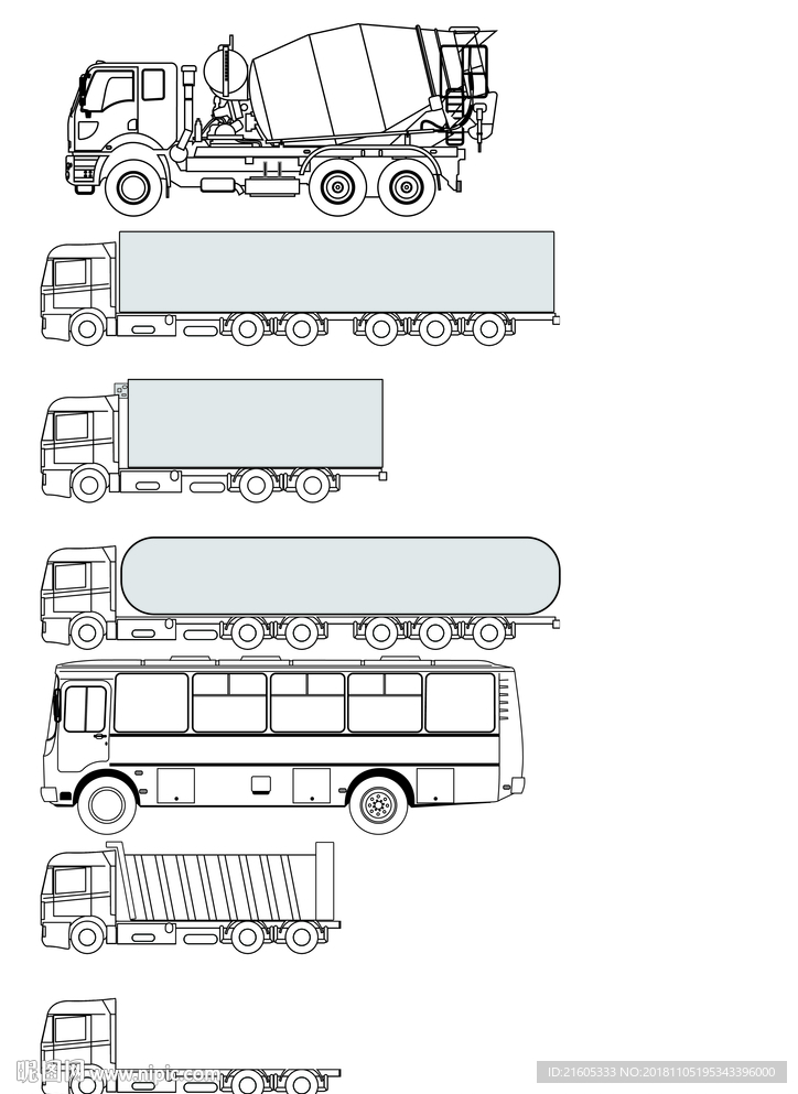 工程车货车罐车公共汽车轮位图
