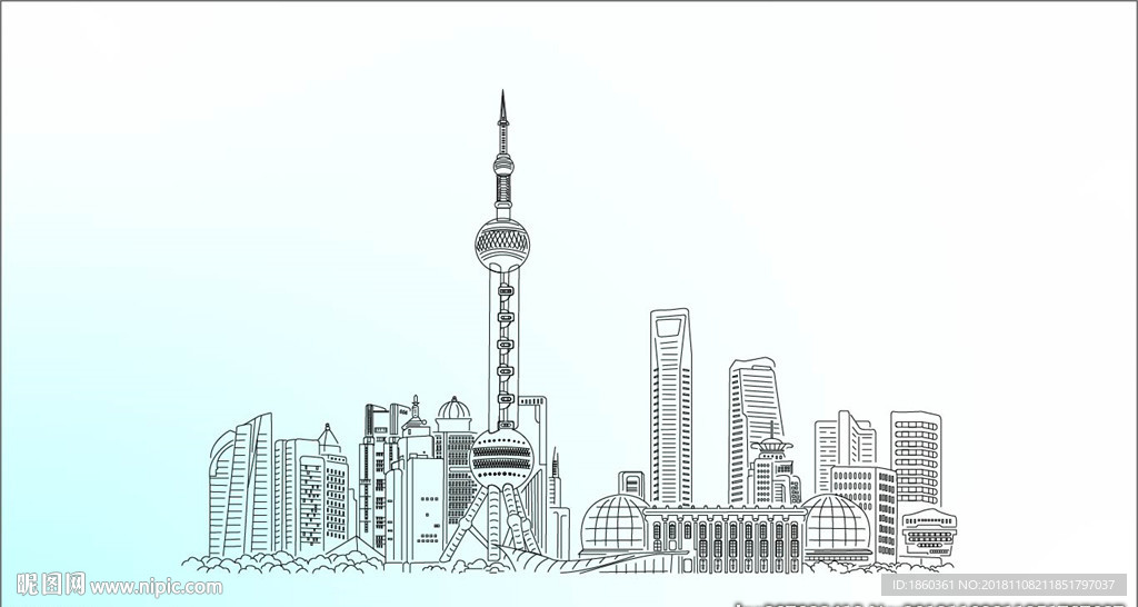 上海灘 東方明珠線稿