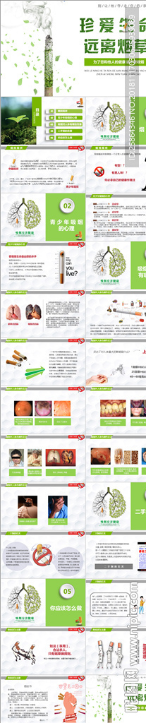 綠色珍愛生命遠離煙草ppt模板