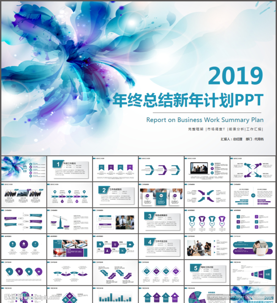 商務年終總結工作計劃匯報PPT