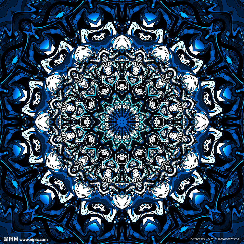 晶瓷画蓝色抽象