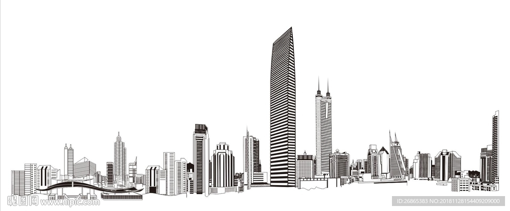 深圳城市剪影矢量图图片