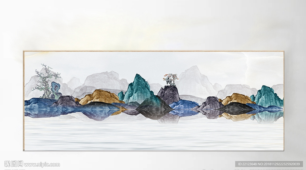 中式水墨抽象山水装饰画
