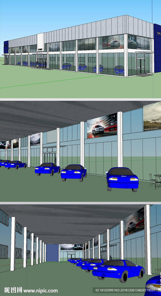 汽車展廳草圖大師SU模型