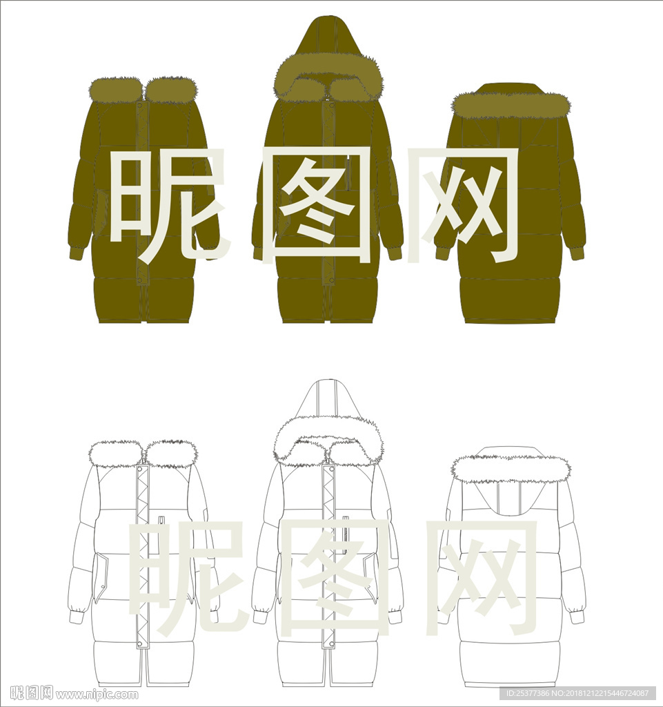 羽絨服矢量圖