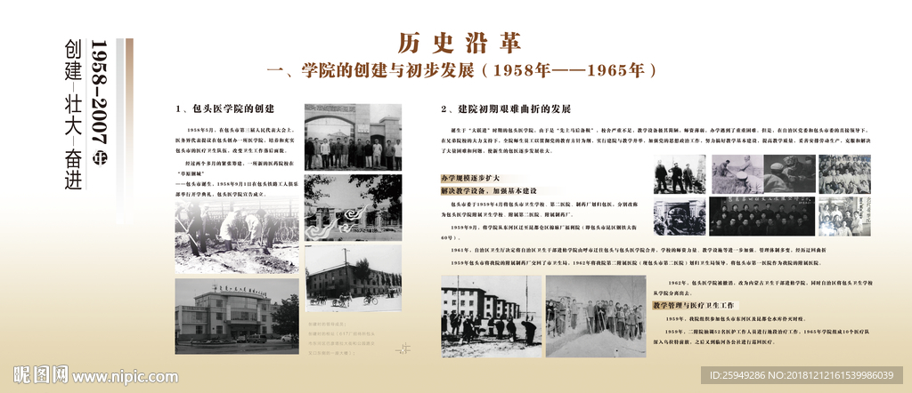 大学校历史展板图片