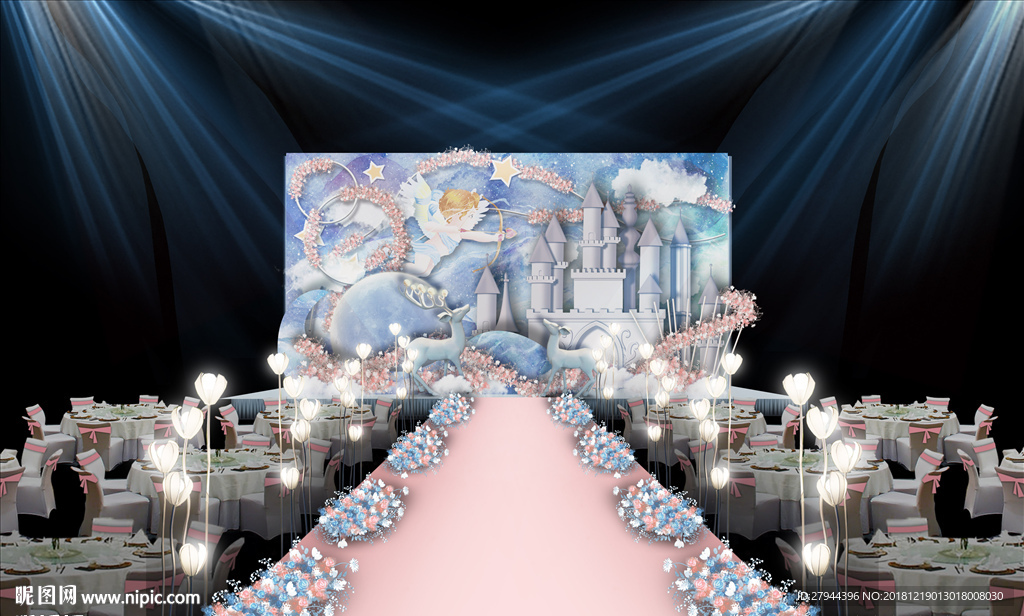 粉蓝色城堡婚礼仪式区